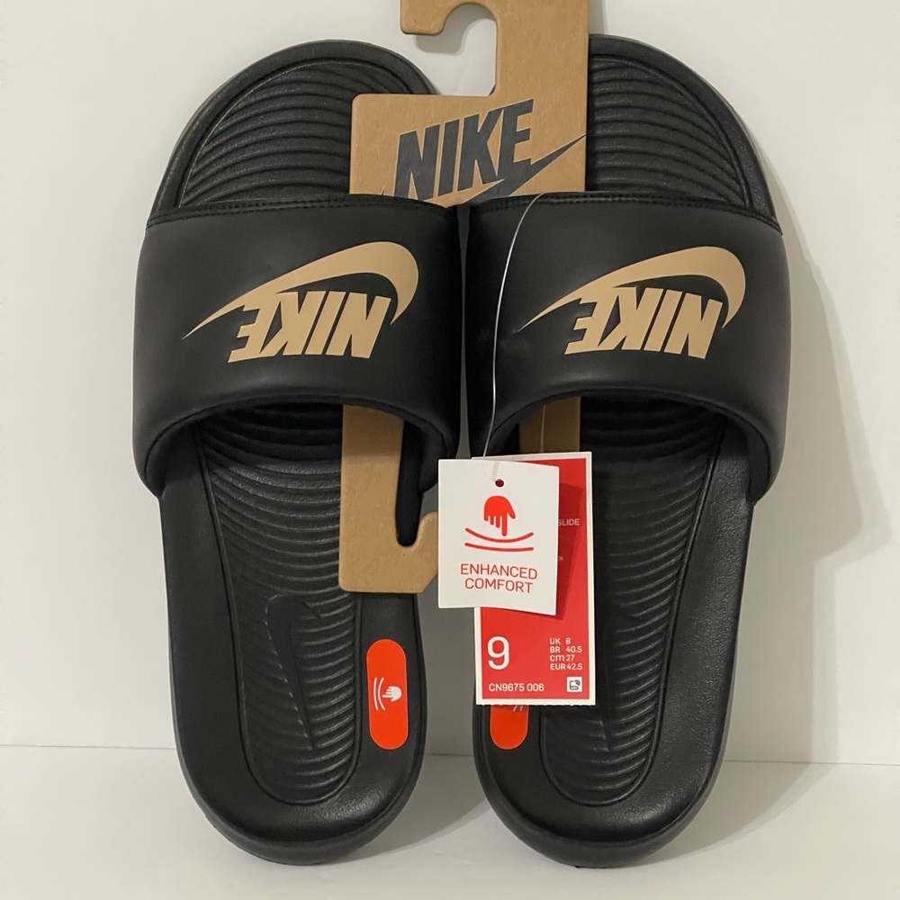 Nike Men's Victori One Slide CN9675-006, Black/Metallic Gold